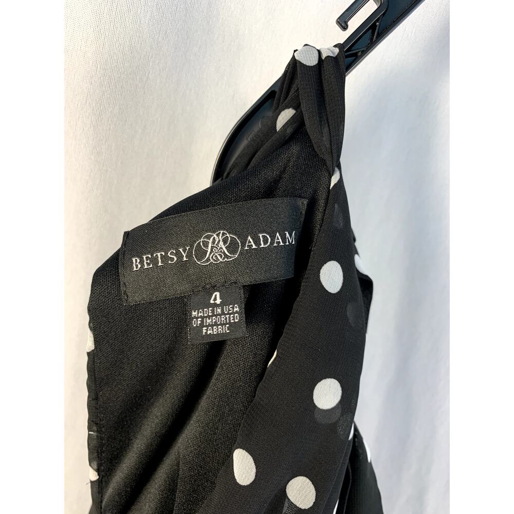 Betsy & Adam Delphine Polka Dot Chiffon Gown Black White Size 4 NWT - Picture 4 of 5